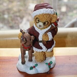 FREDERICK Santa Bear & Reindeer Figurine Bainbridge Bears Christmas Holiday
